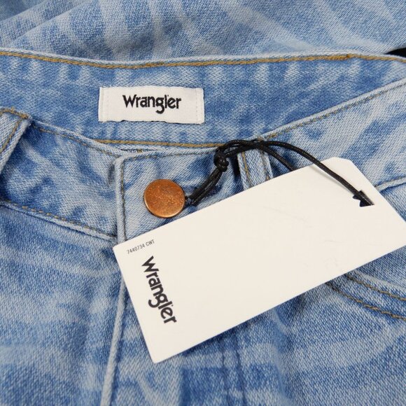 Wrangler Wanderer Flare JEANS Size 26 x 30 Blue Meow Laser Tiger Print NEW - Picture 12 of 16
